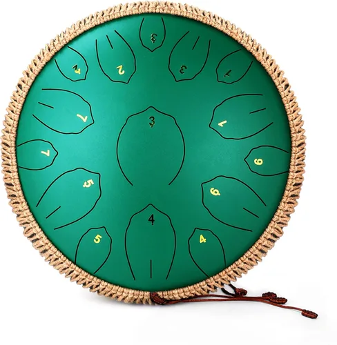 Vista 14 de Tambor de Lengua de Acero - 12 Pulgadas 15 Notas, Tambores de Lengua de Acero para Niños y Adultos, Handpan de Acero con Mazos, Hang Drum con Libro
