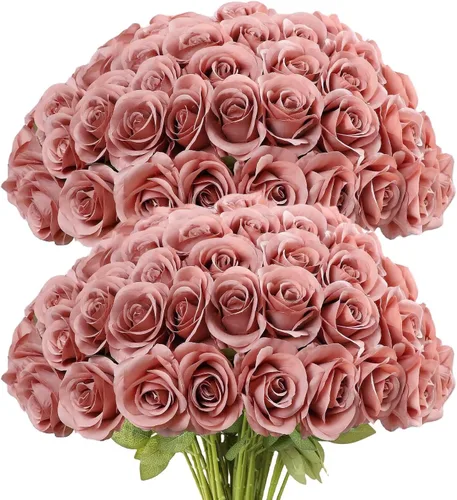 Vista 50 de LVEFIT - 12 rosas artificiales de otoño para decoración de otoño Beige