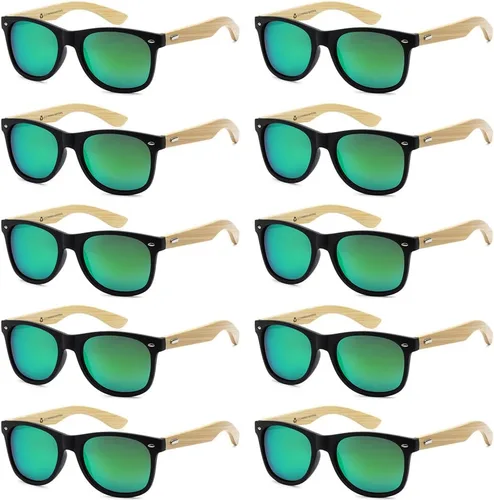 Vista 12 de Gafas de sol de bambú al por mayor 10 unidades para hombres y Tortuga Clásica Lente Marrón