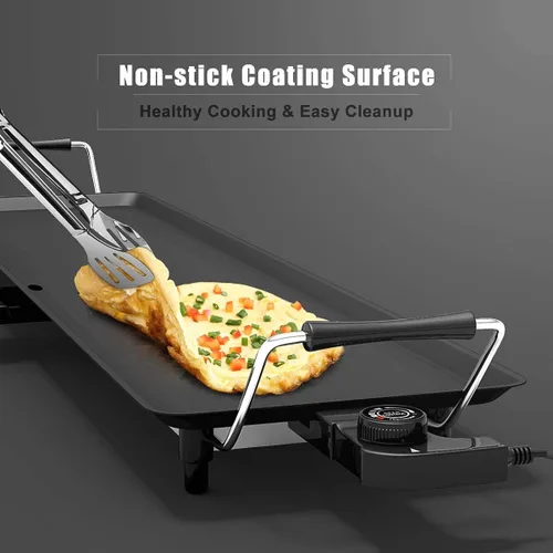 Vista 6 de MAT EXPERT Parrilla Teppanyaki de mesa de 35 pulgadas, parrilla portátil antiadherente para barbacoa, placa de barbacoa eléctrica de 2000 W con 5