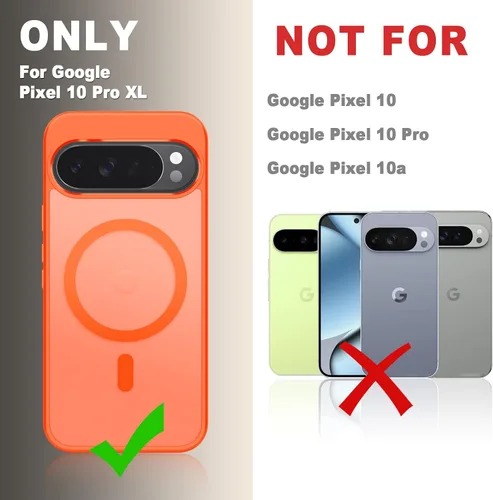 Vista 940 de Funda para Google Pixel 10 Pro XL, cubierta magnética mate, color negro Fit for MagSafe, Screen Protector included, Shockproof Military Grade