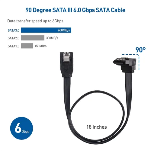 Vista 4 de Cable Matters Kit de cable de datos SATA III y cable de alimentación SATA con conector SATA3 recto y de 90 grados, adaptador divisor de alimentación