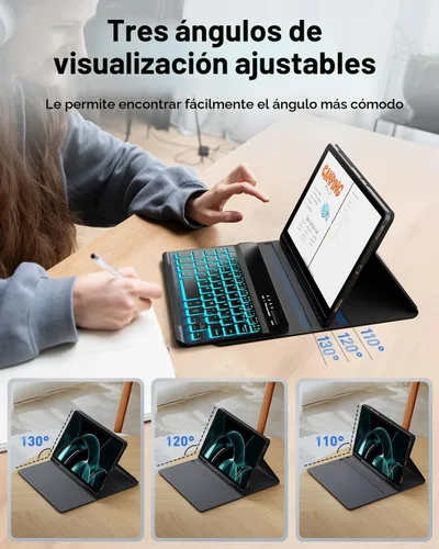 Vista 5 de Funda de teclado para Tab A9 de 8.7 pulgadas con teclado Samsung Galaxy Tab A9-2023 (SM-X110/SM-X115) Funda para tableta con teclado mágico