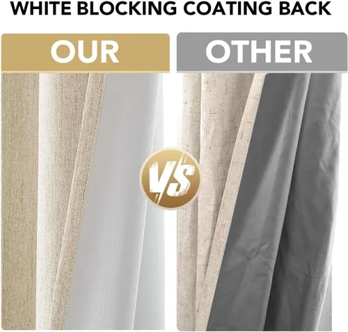 Vista 3 de H.VERSAILTEX Cortinas opacas de lino chenilla para dormitorio, térmicamente aisladas, cortinas texturizadas con aspecto de lino con revestimiento