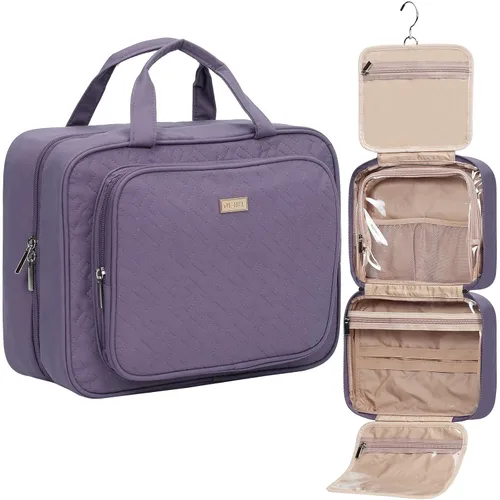 Vista 17 de NISHEL Neceser de viaje para mujer, organizador de artículos esenciales de maquillaje, estuche colgante para accesorios, cosméticos, Egeo-azul, M