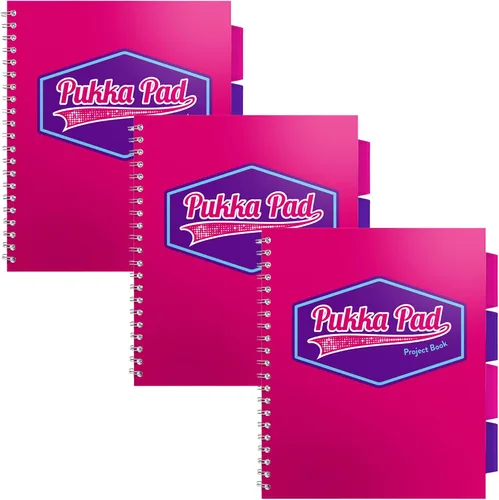 Vista 6 de Pukka Pad - Cuaderno de 5 materias, para escuela, trabajo, oficina, 3 unidades, 100 hojas premium de 2.82 oz/m² (80 gr/m²)