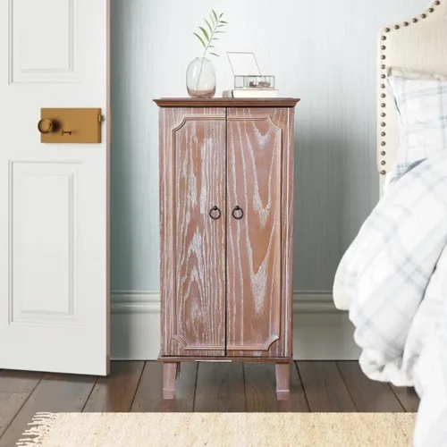 Vista 2 de Hives and Honey Cabby Armoire - Armario de joyería con cierre completo, color roble