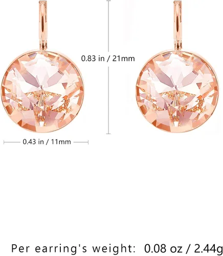 Vista 2 de Aretes de cristal Swarovski para mujer, redondos, con cierre de palanca, aretes perforados, joyas para ella
