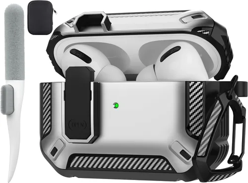 Vista 29 de Maxjoy Funda protectora para AirPods Pro 3 con kit de limpieza, funda rígida militar con bloqueo que absorbe los golpes, azul oscuro
