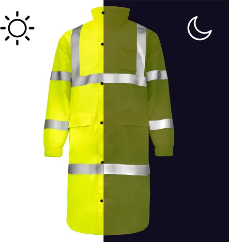 Vista 6 de JORESTECH Capa de lluvia de seguridad de alta visibilidad Lima/Amarillo Clase 3 con cinta reflectante de 2 pulgadas, cumple con ANSI/ISEA
