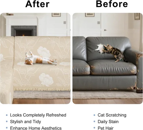 Vista 6 de fundas de sofá seccional para sofá seccional 100% impermeable en forma de L, manta protectora para mascotas, 2 piezas, lavable, de felpilla