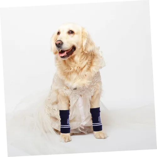 Vista 5 de 4 protectores de codo para mascotas, transpirables, de punto, calentadores de piernas para perros, mangas elásticas de apoyo