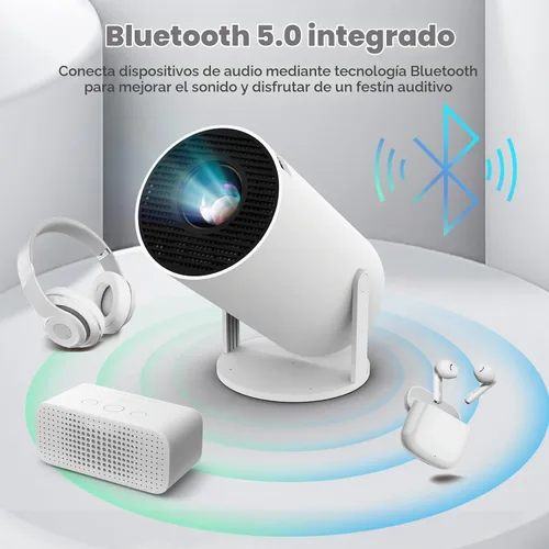 Vista 7 de FEARWIKY Mini proyector con WIFI 5G y Bluetooth, soporte 4K 1080P Proyector portátil giratorio de 180° Proyector de película de pantalla de 130