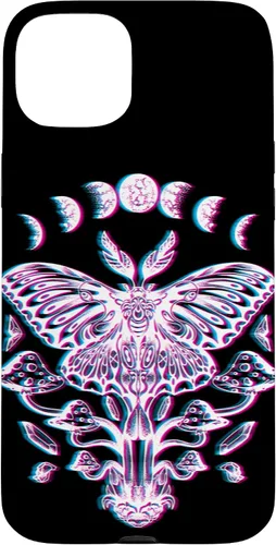 Vista 8 de Funda Glitch para iPhone 15 Glitch Lunar Moth Fases Cristales Setas