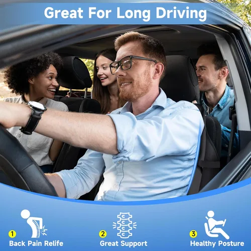 Vista 9 de Teemour Almohada de apoyo lumbar para automóvil, camión, accesorios de espuma viscoelástica, cojín de respaldo para asiento de conducción, soporte