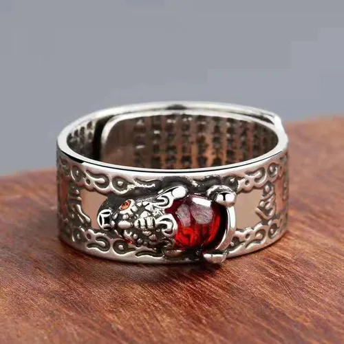 Vista 4 de SLINHEWEI Anillo de Feng Shui Pixiu Mantra 2023, anillo Pixiu Feng Shui para hombres y mujeres, anillo ajustable para riqueza y protección, amuleto