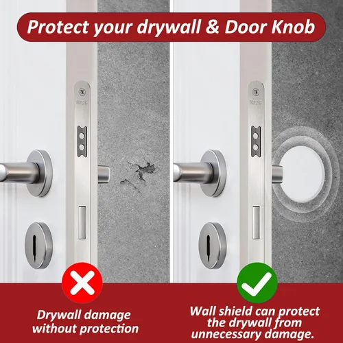 Vista 3 de Wideskall® Protector autoadhesivo para pomo de puerta redondo blanco (tamaño estándar de 3 pulgadas, 2.0 pulgadas)