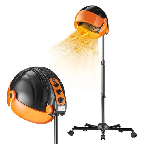 Vista 10 de VEVOR Secador de capó con capucha de 1875 W con velocidad variable, temperatura, temporizador y ruedas para salón de belleza y spa en casa Blanco