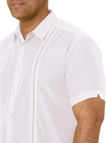 Vista 3 de Cubavera Paneles de inserción de manga corta para hombre con camisa de punto de púa
