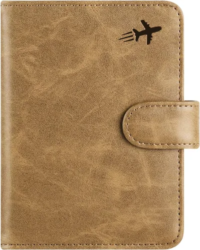Vista 29 de Funda para pasaporte, cartera con bloqueo RFID, funda de piel para tarjetas, accesorios de viaje para mujeres y hombres, negro