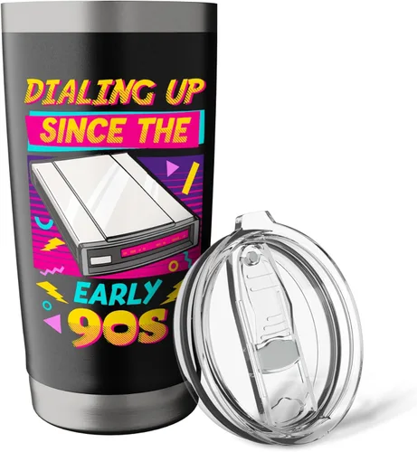 Vista 5 de 90s Nostalgia Retro 90s Dial Up Internet Vintage Stainless Steel Insulated Tumbler