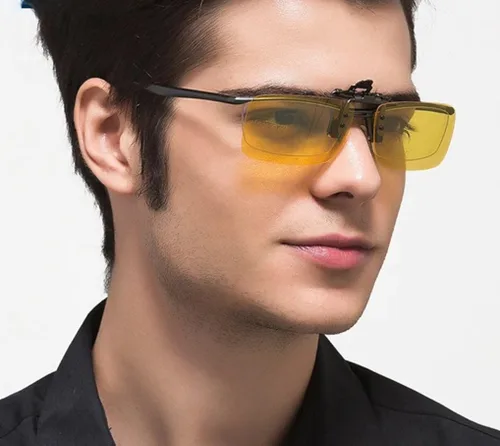 Vista 6 de ZYZH 2x Polarized Clip On Sunglasses Flip Up Fit Over Night Vision Glasses Anti Glare Men Women Driving Sports with Box