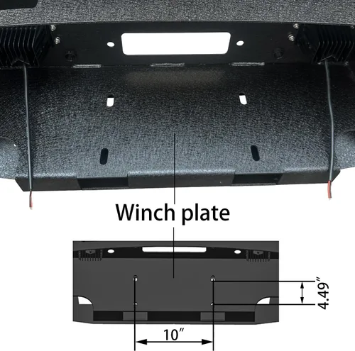Vista 4 de Parachoques delantero compatible con Dodge RAM 2500/3500 2003 2004 2005 con placa de cabrestante + 5 luces LED + anillos en D