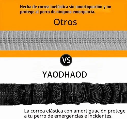 Vista 4 de YAOHDAO Arnés de cinturón de seguridad para perro para automóvil, sujeción ajustable con amortiguador elástico para reposacabezas para vehículo Negro