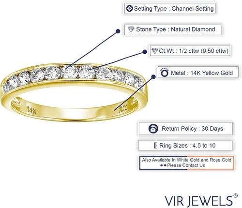 Vista 6 de Vir Jewels Anillo de compromiso con diamantes de 12 quilate (ctw) para mujer, anillo de compromiso de diamantes redondos de media eternidad, juego