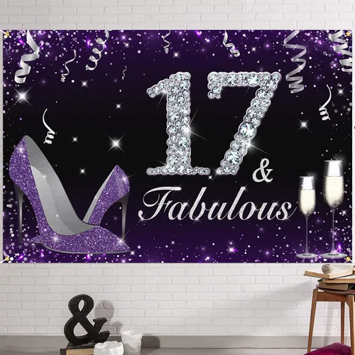 Vista 13 de HAMIGAR Fabuloso telón de fondo de cumpleaños tacones altos morados