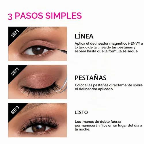 Vista 5 de i•ENVY Pestañas magnéticas de doble fuerza reutilizables