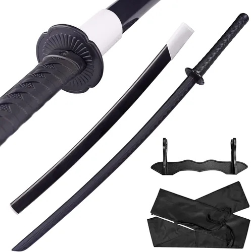 Vista 11 de Espada katana japonesa – Hoja negra de polipropileno con Saya, espada de entrenamiento Samurai para cosplay, 40.1 pulgadas
