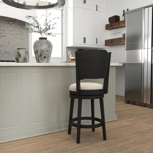 Vista 14 de Hillsdale Clarion - Taburete de Altura Giratoria de Madera para Barra, Negro