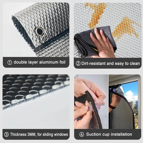 Vista 6 de Película de protección solar para ventana, barrera reflectante de calor radiante de doble cara, escudo de aislamiento térmico, película opaca total