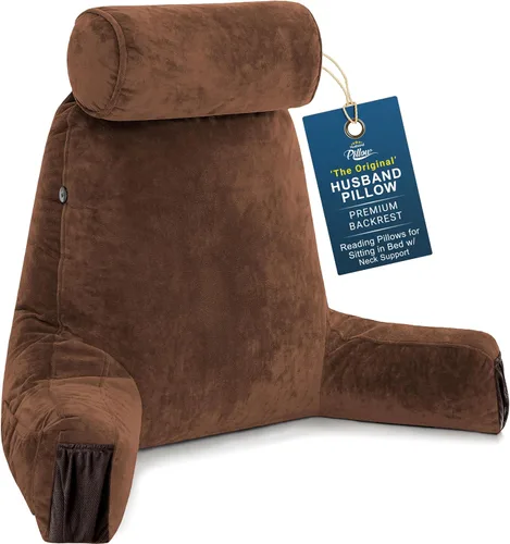Vista 28 de Almohada Husband Mediana Negra, Respaldo para Niños, Adolescentes, Adultos Pequeños – Almohada de Lectura con Brazos, Altura Ajustable, Espuma