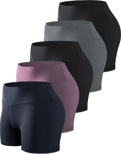 Vista 10 de TELALEO Paquete de 5 pantalones cortos de voleibol de elastano para mujer 5 negro (5 pulgadas)