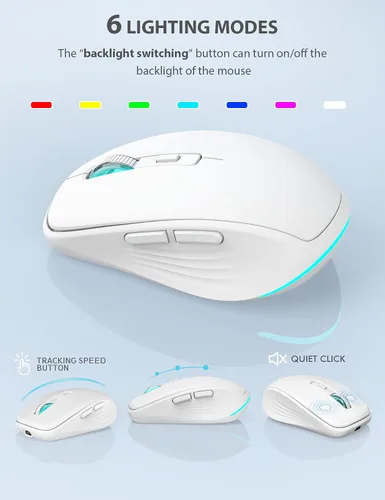 Vista 6 de SABLUTE Wireless Keyboard and Mouse Combo Backlit - Compact Quiet Keyboard with RGB Mouse, Rechargeable, Slim, Sleep Mode, Portable Cordless Set for