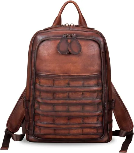 Vista 2 de IVTG Mochila grande de cuero genuino para hombre, mochila vintage para portátil, mochila de alta capacidad para bolsa de viaje