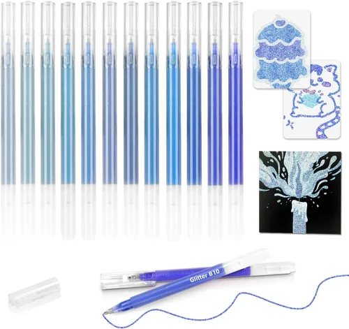 Vista 12 de Bolígrafos de gel con purpurina de 80 colores para libros de colorear para adultos y papel negro, punta fina suave de 0.039 in, gran capacidad