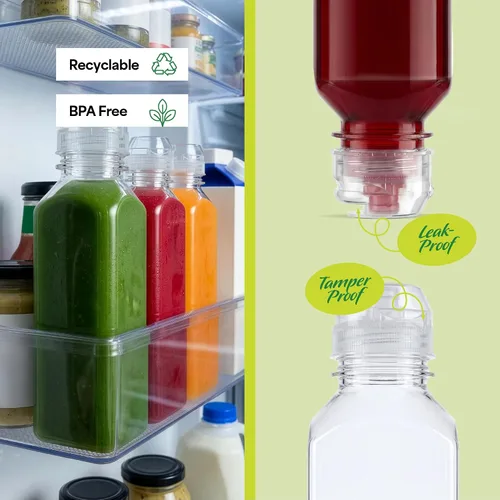 Vista 5 de EconoHome Paquete de 50 botellas cuadradas de jugo de 16 onzas, sin BPA