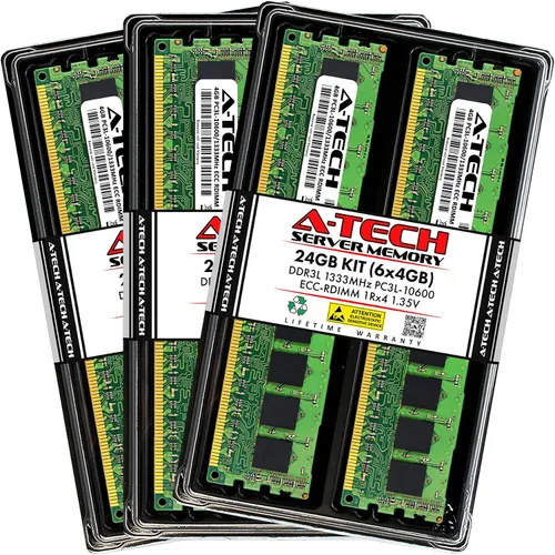Vista 37 de A-Tech 4GB DDR3 1333MHz PC3-10600R ECC RDIMM 1Rx4 Rango único 1.5V Registrado DIMM 240-Pin Módulo de actualización de memoria RAM de servidor