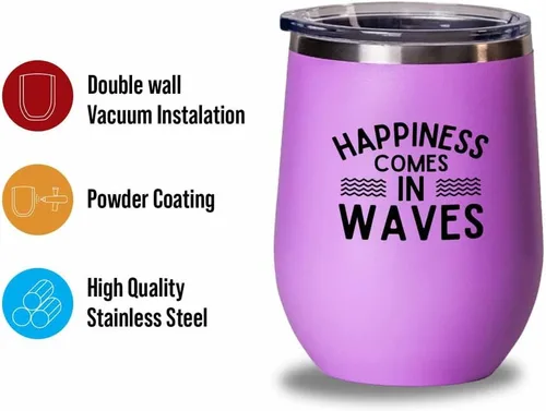 Vista 2 de Surfing Pink Edition Wine Tumbler 12oz - Comes in waves - Surfing Enthusiast Gifts Water Sport Surfboard Athletics Hobby Beach Sea Windsurf Wave