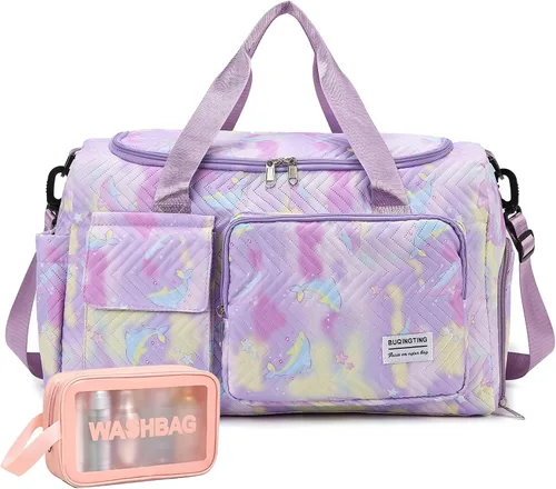 Vista 66 de Pequeña bolsa de gimnasio para mujer, bolsa de viaje con compartimento para zapatos