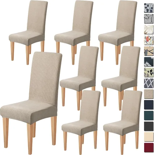 Vista 32 de Dioxide Fundas de Silla de Alto Estirar para Sillas de Comedor, Juego de Fundas de Silla de Comedor Lavables de 4, Fundas de Asiento de Silla