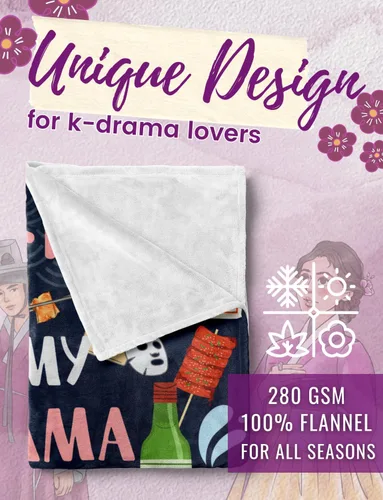 Vista 2 de Huglanket Regalos de Drama Coreano Kdrama Merch Manta para Mujeres, Mantas de Franela para Amantes del Drama K, Azul, 50" x 65