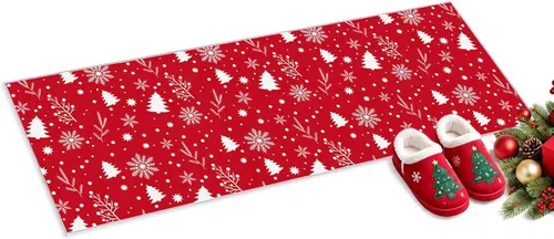 Vista 7 de Libaoge Juego de 2 tapetes de cocina con texto en inglés "Merry Christmas", de Papá Noel con caramelos, antifatiga, cómodo, de espuma viscoelástica