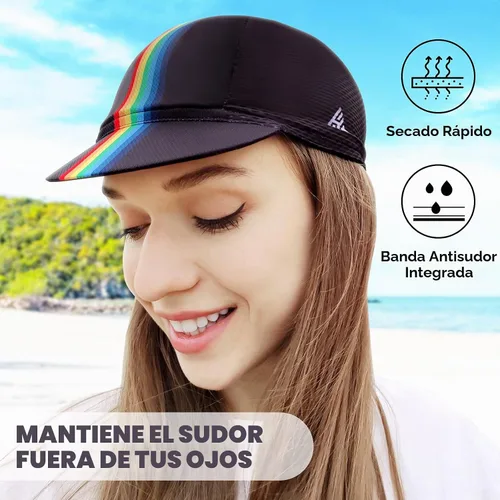 Vista 4 de Hikenture Gorra de ciclismo, gorra de calavera refrescante con visera solar, transpirable, forro de casco de verano para hombres y mujeres Negro