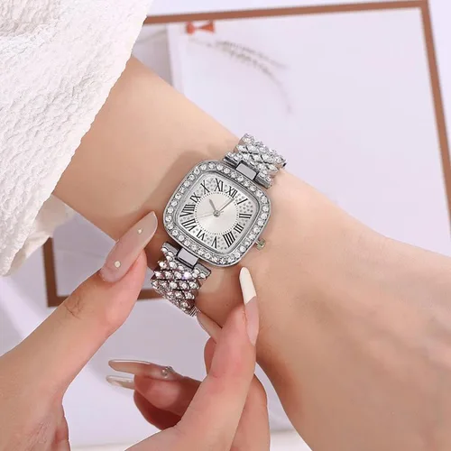 Vista 5 de Reloj cuadrado de diamante vintage de lujo de moda reloj digital de cuarzo para mujer