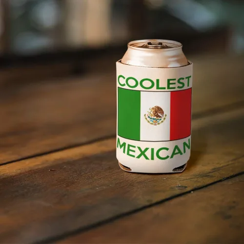 Vista 3 de Fundas personalizadas para latas Enfriador de bebidas Los países mexicanos más geniales México Buceo Fiesta de espuma Cubierta de cerveza Blanco