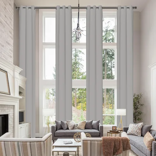 Vista 12 de Cortinas opacas extralargas con ojales, de 132 pulgadas de largo, cortinas para techos altos para sala de estar y loft (1 panel, beige, 52"x132")